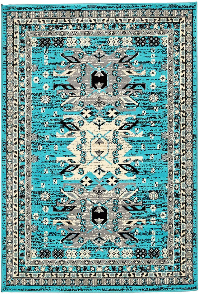 Turquoise 4' 1 x 6' 1 Taftan Rectangle Area Rug
