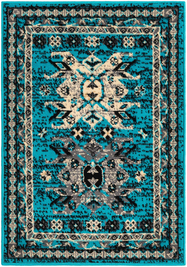 Turquoise 2' x 3' 1 Taftan Rectangle Area Rug