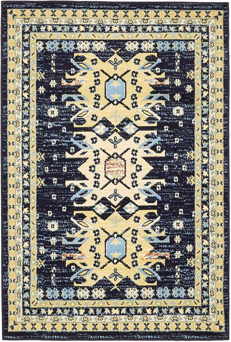 Navy Blue 4' 1 x 6' 1 Taftan Rectangle Area Rug