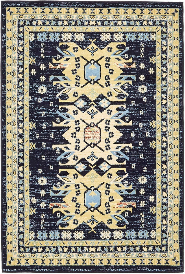 Navy Blue 4' 1 x 6' 1 Taftan Rectangle Area Rug