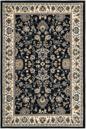 Black 4' 1 x 6' 1 Sialk Hill Rectangle Area Rug 100% Polypropylene Durable Easy Clean Classic Traditional Design Carpet for Interior Design for Sale at Rug Engine