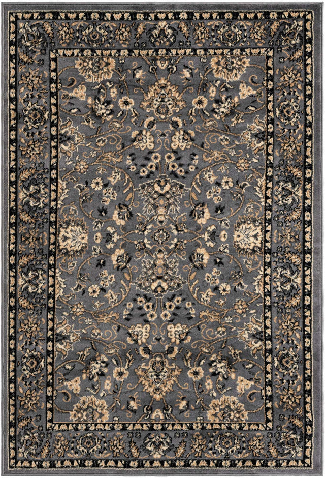 Gray 4' 1 x 6' 1 Sialk Hill Rectangle Area Rug 100% Polypropylene Durable Easy Clean Classic Traditional Design Carpet for Interior Design for Sale at Rug Engine