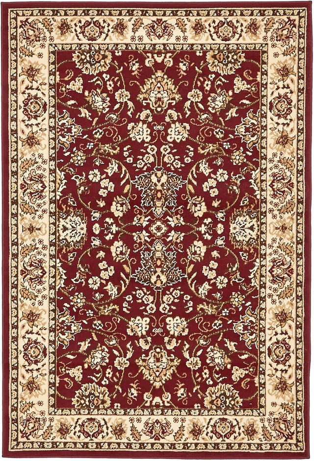 Burgundy 4' 1 x 6' 1 Sialk Hill Rectangle Area Rug 100% Polypropylene Durable Easy Clean Classic Traditional Design Carpet for Interior Design for Sale at Rug Engine