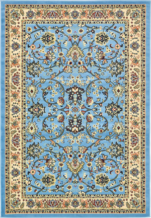 Light Blue 4' 1 x 6' 1 Sialk Hill Rectangle Area Rug 100% Polypropylene Durable Easy Clean Classic Traditional Design Carpet for Interior Design for Sale at Rug Engine