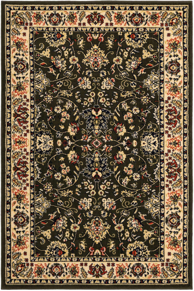 Green 4' 1 x 6' 1 Sialk Hill Rectangle Area Rug 100% Polypropylene Durable Easy Clean Classic Traditional Design Carpet for Interior Design for Sale at Rug Engine