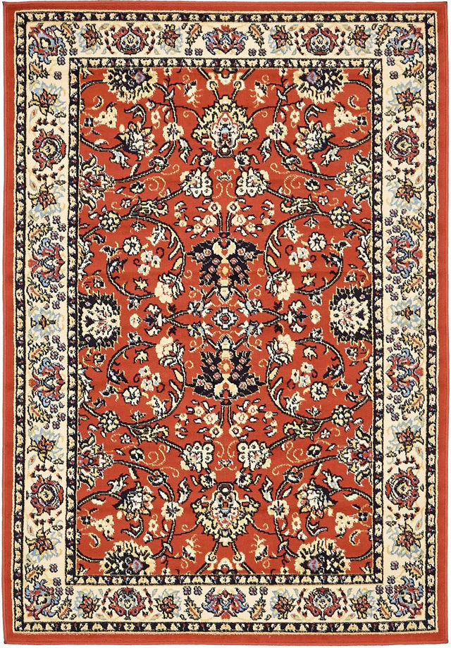 Terracotta 4' 1 x 6' 1 Sialk Hill Rectangle Area Rug 100% Polypropylene Durable Easy Clean Classic Traditional Design Carpet for Interior Design for Sale at Rug Engine