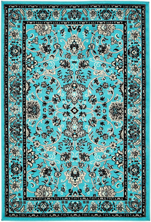 Turquoise 4' 1 x 6' 1 Sialk Hill Rectangle Area Rug 100% Polypropylene Durable Easy Clean Classic Traditional Design Carpet for Interior Design for Sale at Rug Engine