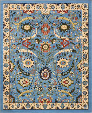Blue 7' 10 x 10' Espahan Rectangle Area Rug 100% Polypropylene Stain Resistant Carpet With Cotton Backing Vivid Colorful Traditional Interior Design for Sale at Rug Engine