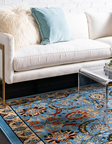 Blue 5' 3 x 8' Espahan Rectangle Area Rug 100% Polypropylene Stain Resistant Carpet With Cotton Backing Vivid Colorful Traditional Interior Design for Sale at Rug Engine