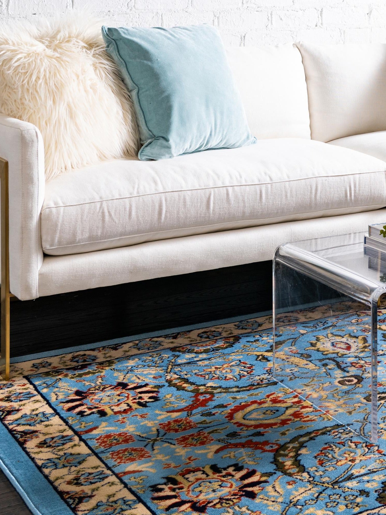 Blue 7' 10 x 10' Espahan Rectangle Area Rug 100% Polypropylene Stain Resistant Carpet With Cotton Backing Vivid Colorful Traditional Interior Design for Sale at Rug Engine