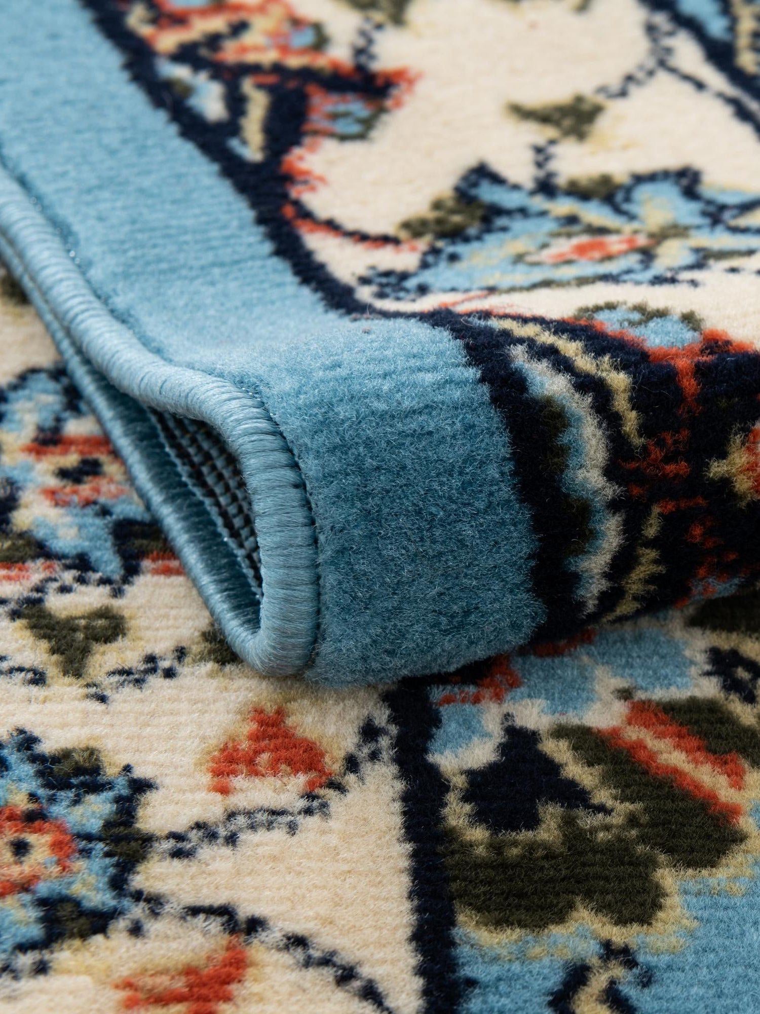 Blue 9' x 12' Espahan Rectangle Area Rug 100% Polypropylene Stain Resistant Carpet With Cotton Backing Vivid Colorful Traditional Interior Design for Sale at Rug Engine