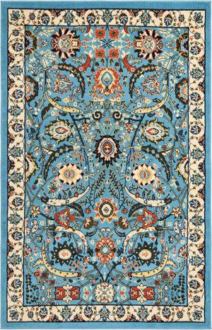 Blue 5' 3 x 8' Espahan Rectangle Area Rug 100% Polypropylene Stain Resistant Carpet With Cotton Backing Vivid Colorful Traditional Interior Design for Sale at Rug Engine