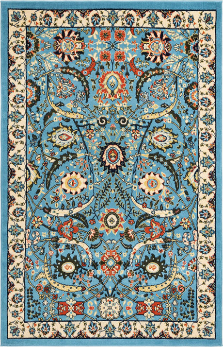 Blue 5' 3 x 8' Espahan Rectangle Area Rug 100% Polypropylene Stain Resistant Carpet With Cotton Backing Vivid Colorful Traditional Interior Design for Sale at Rug Engine