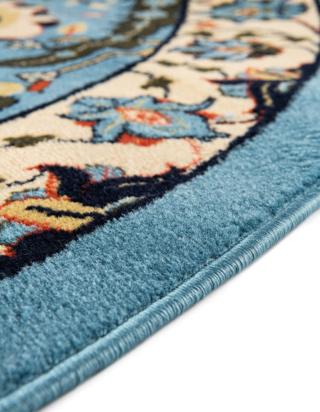 Blue 7' 10 x 7' 10 Espahan Round Area Rug 100% Polypropylene Stain Resistant Carpet With Cotton Backing Vivid Colorful Traditional Interior Design for Sale at Rug Engine