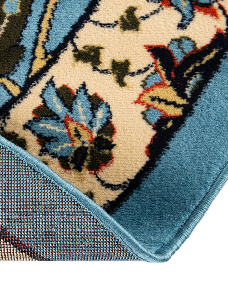 Blue 7' 10 x 7' 10 Espahan Round Area Rug 100% Polypropylene Stain Resistant Carpet With Cotton Backing Vivid Colorful Traditional Interior Design for Sale at Rug Engine