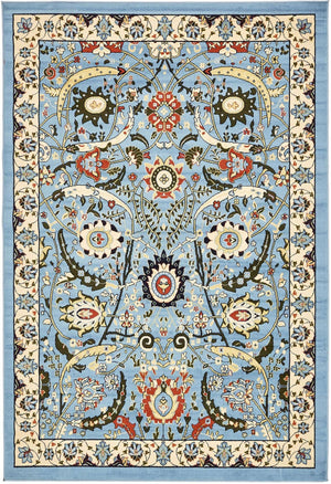 Blue 6' 1 x 9' Espahan Rectangle Area Rug 100% Polypropylene Stain Resistant Carpet With Cotton Backing Vivid Colorful Traditional Interior Design for Sale at Rug Engine