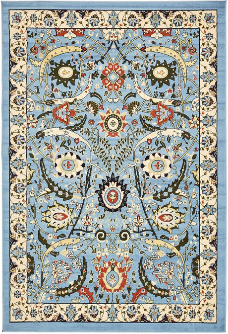 Blue 6' 1 x 9' Espahan Rectangle Area Rug 100% Polypropylene Stain Resistant Carpet With Cotton Backing Vivid Colorful Traditional Interior Design for Sale at Rug Engine