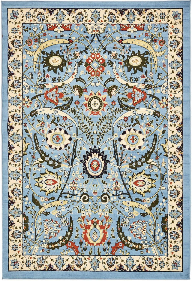 Blue 6' 1 x 9' Espahan Rectangle Area Rug 100% Polypropylene Stain Resistant Carpet With Cotton Backing Vivid Colorful Traditional Interior Design for Sale at Rug Engine