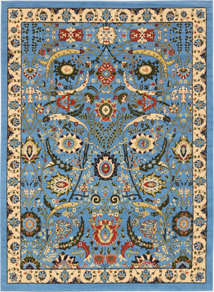 Blue 7' 1 x 10' Espahan Rectangle Area Rug 100% Polypropylene Stain Resistant Carpet With Cotton Backing Vivid Colorful Traditional Interior Design for Sale at Rug Engine