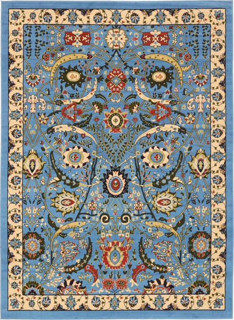Blue 7' 1 x 10' Espahan Rectangle Area Rug 100% Polypropylene Stain Resistant Carpet With Cotton Backing Vivid Colorful Traditional Interior Design for Sale at Rug Engine