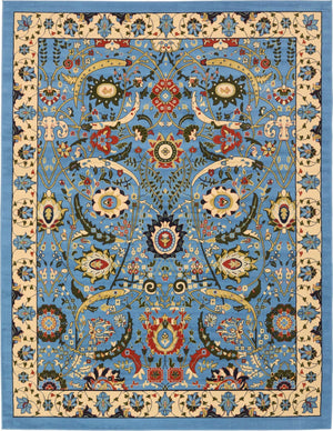 Blue 9' x 12' Espahan Rectangle Area Rug 100% Polypropylene Stain Resistant Carpet With Cotton Backing Vivid Colorful Traditional Interior Design for Sale at Rug Engine