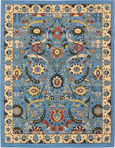 Blue 9' x 12' Espahan Rectangle Area Rug 100% Polypropylene Stain Resistant Carpet With Cotton Backing Vivid Colorful Traditional Interior Design for Sale at Rug Engine
