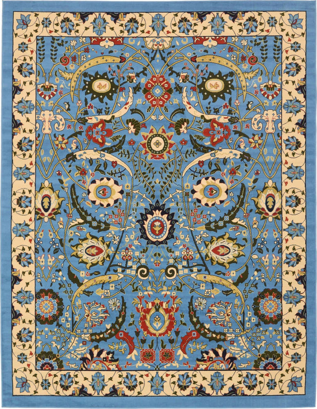 Blue 9' x 12' Espahan Rectangle Area Rug 100% Polypropylene Stain Resistant Carpet With Cotton Backing Vivid Colorful Traditional Interior Design for Sale at Rug Engine