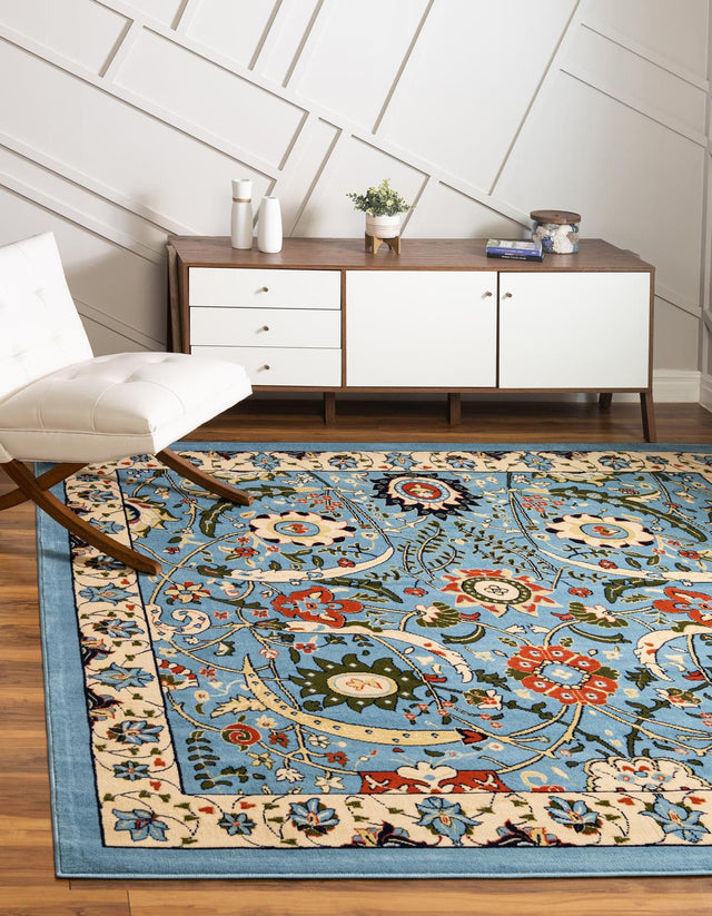 Blue 7' 10 x 7' 10 Espahan Square Area Rug 100% Polypropylene Stain Resistant Carpet With Cotton Backing Vivid Colorful Traditional Interior Design for Sale at Rug Engine