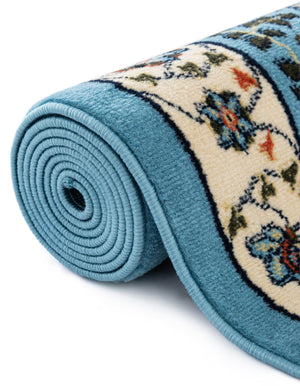Blue 7' 10 x 7' 10 Espahan Square Area Rug 100% Polypropylene Stain Resistant Carpet With Cotton Backing Vivid Colorful Traditional Interior Design for Sale at Rug Engine