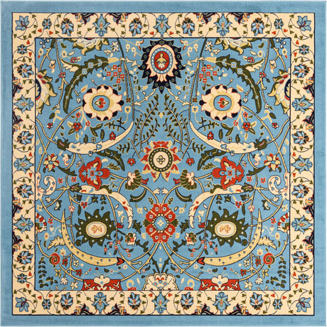 Blue 7' 10 x 7' 10 Espahan Square Area Rug 100% Polypropylene Stain Resistant Carpet With Cotton Backing Vivid Colorful Traditional Interior Design for Sale at Rug Engine