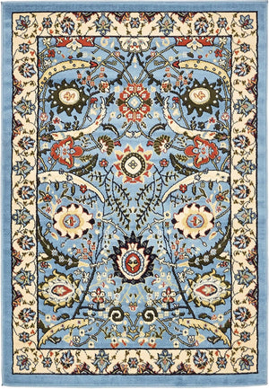 Blue 4' 1 x 6' 1 Espahan Rectangle Area Rug 100% Polypropylene Stain Resistant Carpet With Cotton Backing Vivid Colorful Traditional Interior Design for Sale at Rug Engine