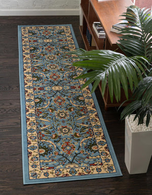 Blue 2' x 8' 2 Espahan Runner Area Rug 100% Polypropylene Stain Resistant Carpet With Cotton Backing Vivid Colorful Traditional Interior Design for Sale at Rug Engine