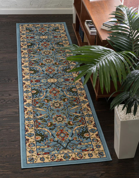 Blue 2' 7 x 10' Espahan Runner Area Rug 100% Polypropylene Stain Resistant Carpet With Cotton Backing Vivid Colorful Traditional Interior Design for Sale at Rug Engine