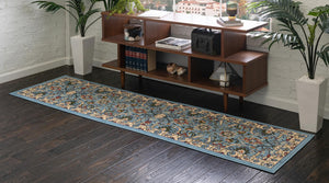 Blue 2' 7 x 10' Espahan Runner Area Rug 100% Polypropylene Stain Resistant Carpet With Cotton Backing Vivid Colorful Traditional Interior Design for Sale at Rug Engine