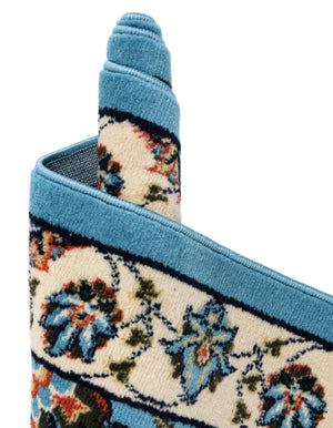 Blue 2' 7 x 10' Espahan Runner Area Rug 100% Polypropylene Stain Resistant Carpet With Cotton Backing Vivid Colorful Traditional Interior Design for Sale at Rug Engine