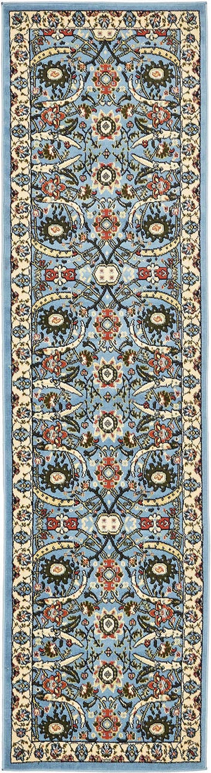 Blue 2' 7 x 10' Espahan Runner Area Rug 100% Polypropylene Stain Resistant Carpet With Cotton Backing Vivid Colorful Traditional Interior Design for Sale at Rug Engine