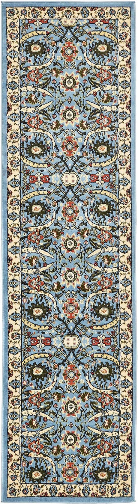 Blue 2' 7 x 10' Espahan Runner Area Rug 100% Polypropylene Stain Resistant Carpet With Cotton Backing Vivid Colorful Traditional Interior Design for Sale at Rug Engine