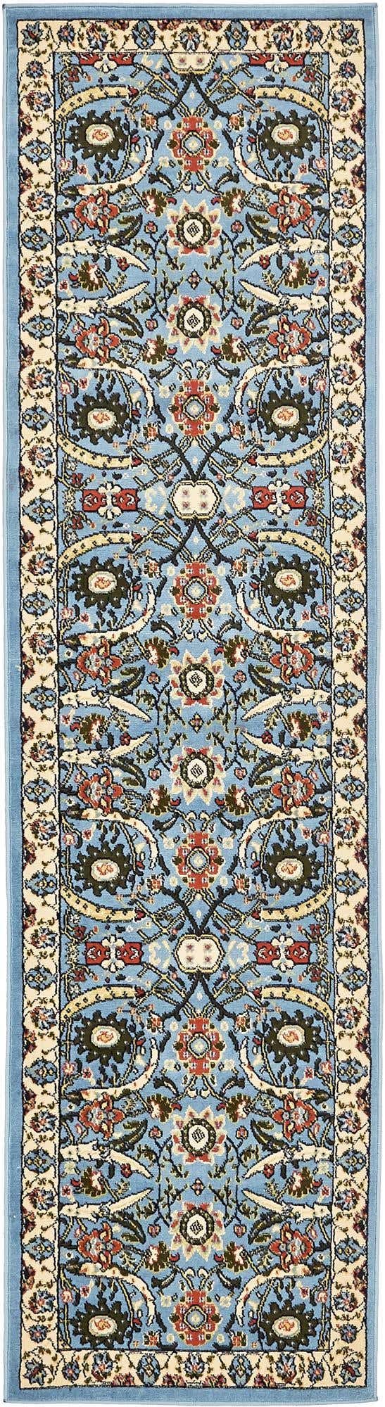 Blue 2' 7 x 10' Espahan Runner Area Rug 100% Polypropylene Stain Resistant Carpet With Cotton Backing Vivid Colorful Traditional Interior Design for Sale at Rug Engine