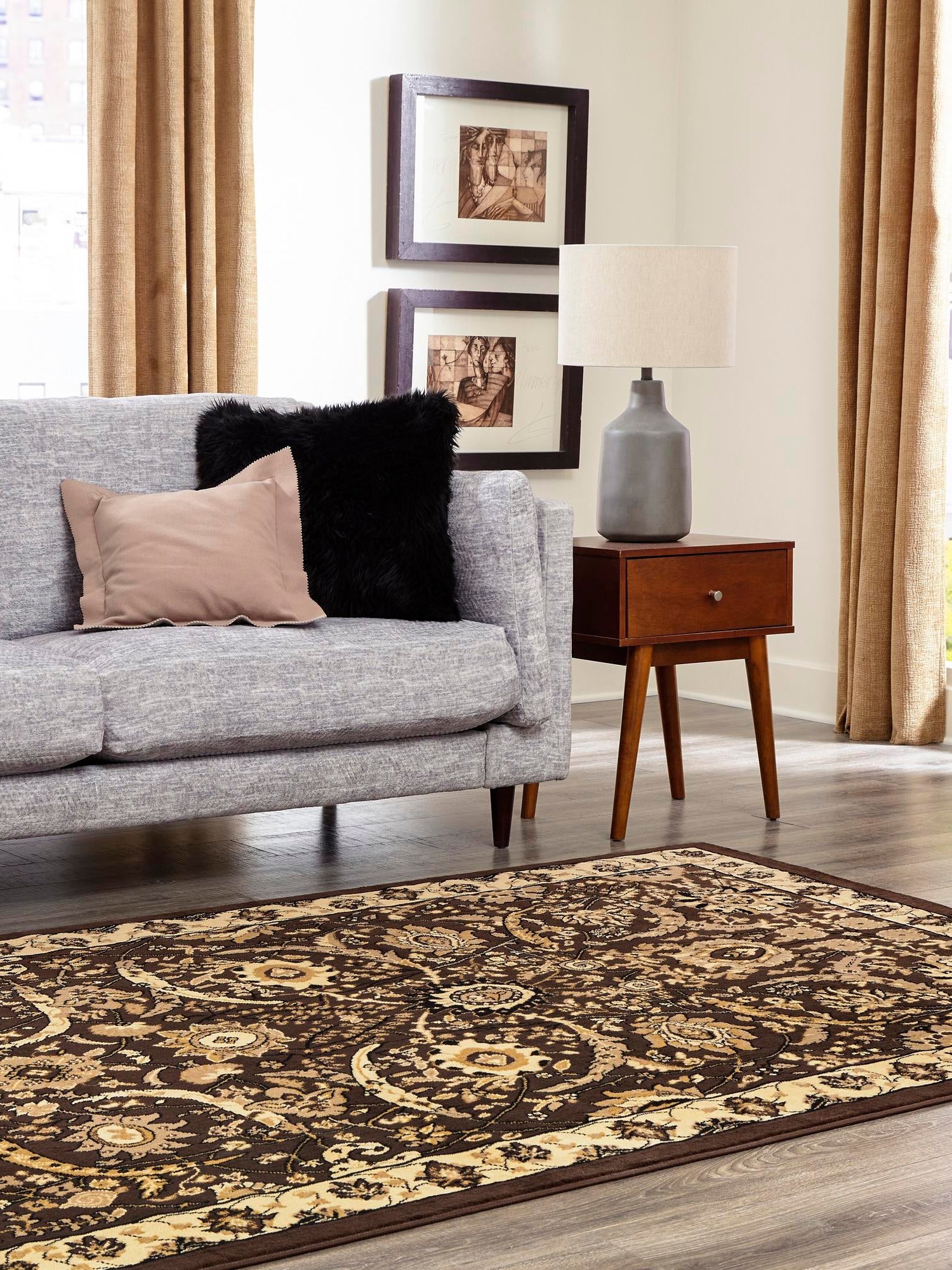 Brown 7' 1 x 10' Espahan Rectangle Area Rug 100% Polypropylene Stain Resistant Carpet With Cotton Backing Vivid Colorful Traditional Interior Design for Sale at Rug Engine