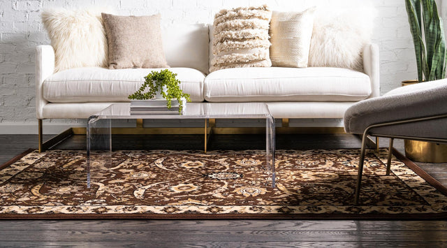 Brown 9' x 12' Espahan Rectangle Area Rug 100% Polypropylene Stain Resistant Carpet With Cotton Backing Vivid Colorful Traditional Interior Design for Sale at Rug Engine