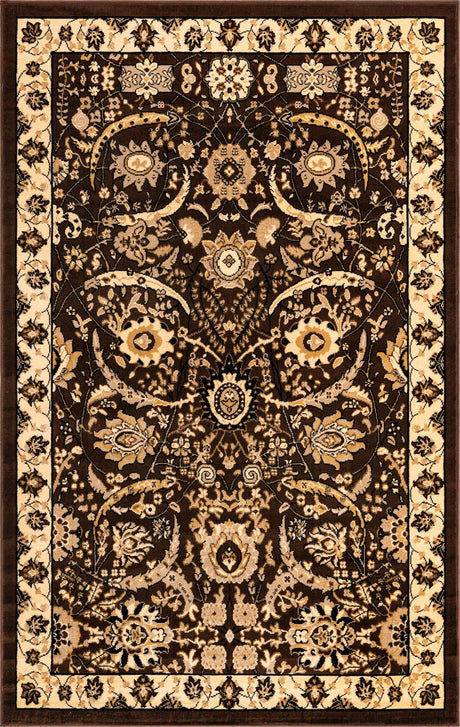 Brown 5' 3 x 8' Espahan Rectangle Area Rug 100% Polypropylene Stain Resistant Carpet With Cotton Backing Vivid Colorful Traditional Interior Design for Sale at Rug Engine