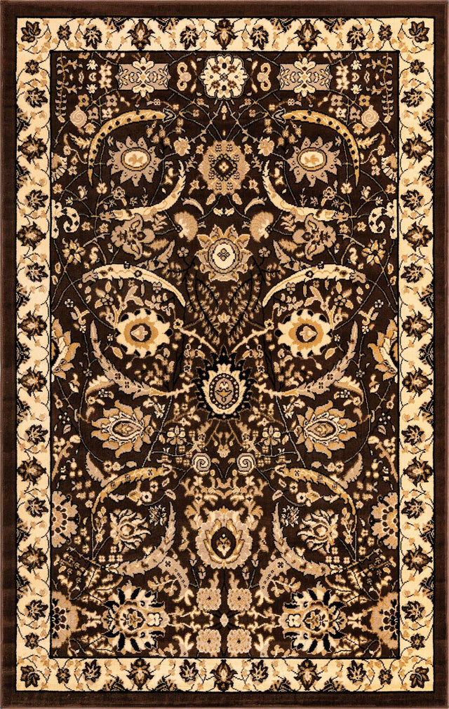 Brown 5' 3 x 8' Espahan Rectangle Area Rug 100% Polypropylene Stain Resistant Carpet With Cotton Backing Vivid Colorful Traditional Interior Design for Sale at Rug Engine