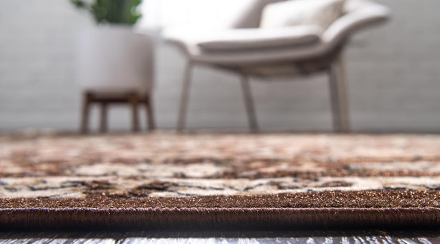 Brown 7' 10 x 7' 10 Espahan Round Area Rug 100% Polypropylene Stain Resistant Carpet With Cotton Backing Vivid Colorful Traditional Interior Design for Sale at Rug Engine