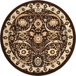 Brown 7' 10 x 7' 10 Espahan Round Area Rug 100% Polypropylene Stain Resistant Carpet With Cotton Backing Vivid Colorful Traditional Interior Design for Sale at Rug Engine