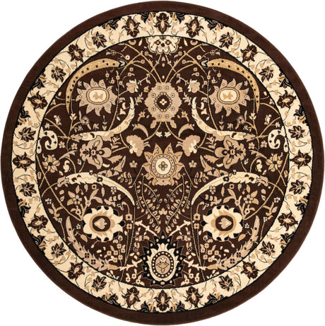 Brown 7' 10 x 7' 10 Espahan Round Area Rug 100% Polypropylene Stain Resistant Carpet With Cotton Backing Vivid Colorful Traditional Interior Design for Sale at Rug Engine