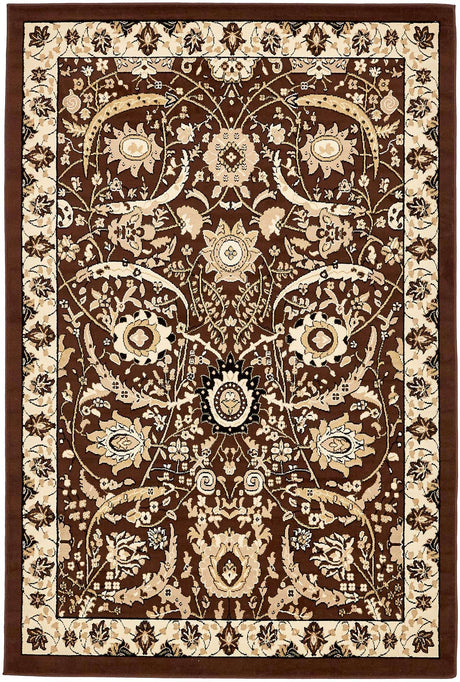 Brown 6' 1 x 9' Espahan Rectangle Area Rug 100% Polypropylene Stain Resistant Carpet With Cotton Backing Vivid Colorful Traditional Interior Design for Sale at Rug Engine