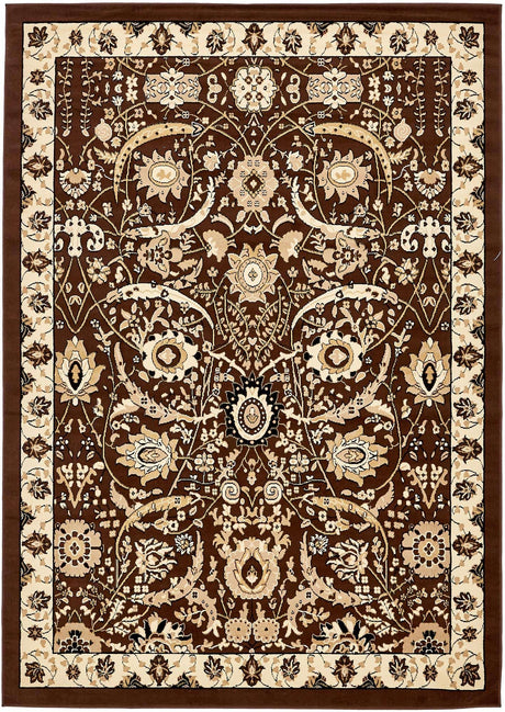 Brown 7' 1 x 10' Espahan Rectangle Area Rug 100% Polypropylene Stain Resistant Carpet With Cotton Backing Vivid Colorful Traditional Interior Design for Sale at Rug Engine