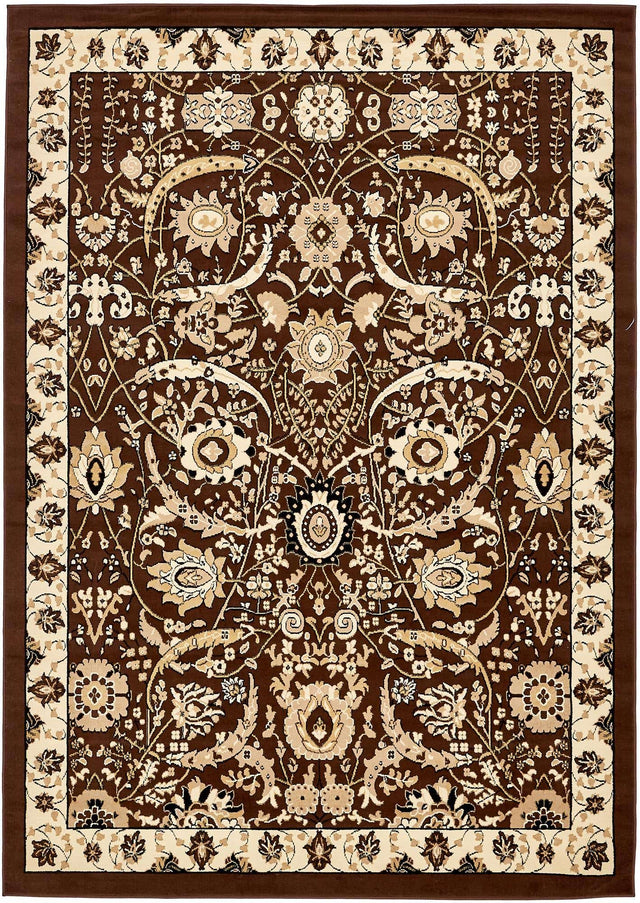 Brown 7' 1 x 10' Espahan Rectangle Area Rug 100% Polypropylene Stain Resistant Carpet With Cotton Backing Vivid Colorful Traditional Interior Design for Sale at Rug Engine