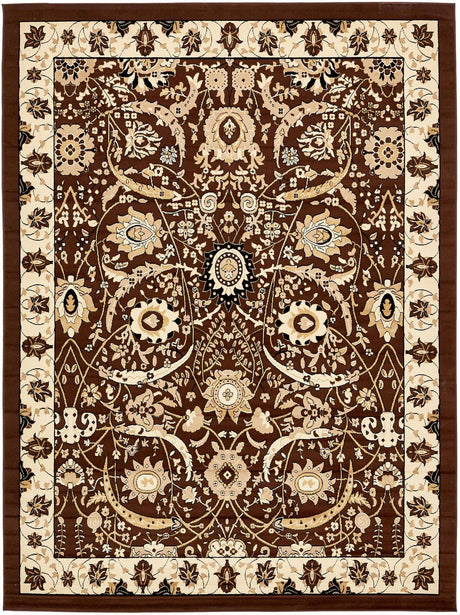 Brown 9' x 12' Espahan Rectangle Area Rug 100% Polypropylene Stain Resistant Carpet With Cotton Backing Vivid Colorful Traditional Interior Design for Sale at Rug Engine