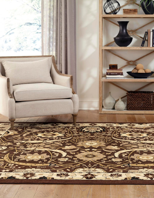 Brown 7' 10 x 7' 10 Espahan Square Area Rug 100% Polypropylene Stain Resistant Carpet With Cotton Backing Vivid Colorful Traditional Interior Design for Sale at Rug Engine